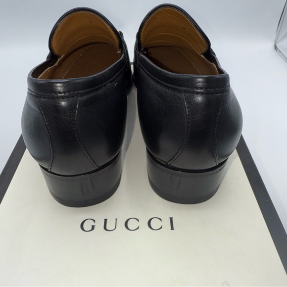 NWB GUCCI Web Interlocking G Black Leather Loafers Size 37 - Picture 7 of 12